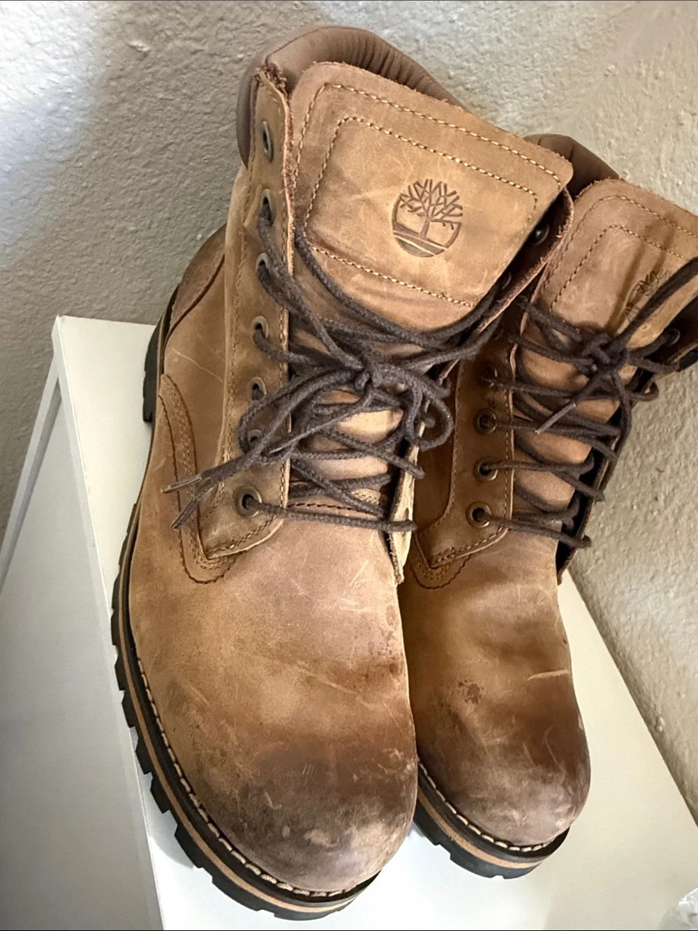 Timberland Men’s Tan/Brown Leather Lace-Up anti fatigue Boots